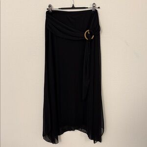 See You Monday Black High-Low Skirt with Ring Detail